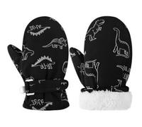 BGFUO Toddler Winter Gloves, Kids Ski Mittens Waterproof for Boys Girls | Double-layer Warm Lined Fleece Ski Snow Gloves for Infant Baby, Cute Cartoon Dinosaur Pattern, Windproof, Breathable, Easy-On