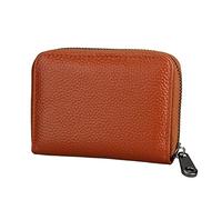 BGFYUSF Genuine Leather Card Case Women's Bus Card Holder Men's Card Bag Zipper ID Package，Argento-As Shown in The Picture