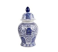 BGFYUSF Ginger Jar Vase Jar Storage Jar Ceramic Vases Ginger Jar With Lid For Home Decor Blue And White Double Happiness Pattern Decorative Jars Ginger Jars，A-16 * 30cm