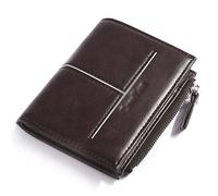 BGFYUSF Men's Wallet Leather Card Cash Receipt Holder Organizer Bifold Short Wallet Wallet with Zipper，B-As The Picture Shows