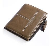 BGFYUSF Men's Wallet Leather Card Cash Receipt Holder Organizer Bifold Short Wallet Wallet with Zipper，C-As The Picture Shows