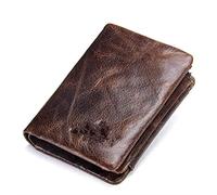 BGFYUSF Men's Wallet，Leather Tri-fold Short Wallet Retro Wallet，Brown-10x13x2cm