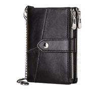 BGFYUSF Mens Wallet Men Leather Blocking Anti-Theft Chain Wallet Card Holder Men's Wallet，Black-One Size
