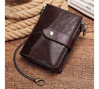 BGFYUSF Mens Wallet Men Leather Blocking Anti-Theft Chain Wallet Card Holder Men's Wallet，Brown-One Size