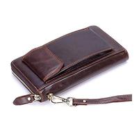 BGFYUSF Mens Wallet Men Leather Long Clutches Bag Phone Bag Business Wallet with 12 Card，Brown-One Size