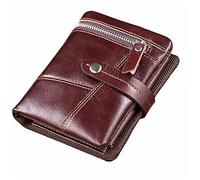 BGFYUSF Mens Wallet Men Leather Vintage Short Wallet Trifold Purse Coin Holder，Red-One Size