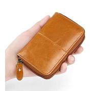 BGFYUSF Men's Wallet，Men Oil Wax Leather 9 Card Slot Holder Vintage Wallet，Yellow-One Size