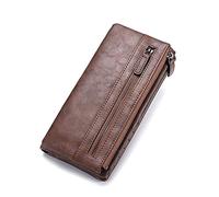 BGFYUSF Men's Wallet，Men PU Leather Solid Long Phone Purse 11 Card Slot Wallet，Brown-19X9.5X3CM