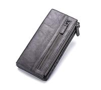 BGFYUSF Men's Wallet，Men PU Leather Solid Long Phone Purse 11 Card Slot Wallet，Grey-19X9.5X3CM