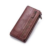 BGFYUSF Men's Wallet，Men PU Leather Solid Long Phone Purse 11 Card Slot Wallet，Red-19X9.5X3CM