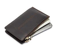 BGFYUSF Mens Wallet Men's Leather Slim Wallet Credit Card Wallet Holder Minimalist Zipper Wallet Holds Up Cards and Bank Notes，Coffee-10.5x18.5x1.5cm