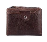 BGFYUSF Men's Wallet，Vintage Short Genuine Leather Zipper Bi-fold Wallet，Yellow-One Size
