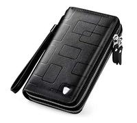 BGFYUSF Mobile Phone Bag Multi Card Slot， Wallet Card Bag Wallet Men's Long Leather Men's Zipper Clutch Bag，Black