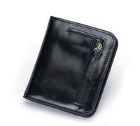 BGFYUSF Oil Wax Leather Ladies Small Coin Purse Genuine Leather Retro Buckle Zipper Leather Wallet，3pack-9x10cm
