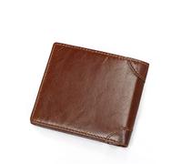 BGFYUSF Oil Wax Leather Multi-Card Men's Wallet Anti-Magnetic Anti-Theft Brush Leather Wallet，Argento-9x10.5cm