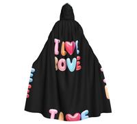 BGGJJ Art Word I Loveprint Party Decoration Cape Halloween Hooded Cloak