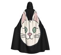 BGGJJ Cartoon Cat Head Unisex Hooded Cloak For Halloween Cosplay Costume, Adult Vampire Cape Witch Robe With Hood