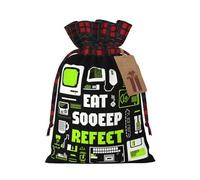 BGGJJ Code Life Christmas Drawstring Gift Bags, Burlap Xmas Party Candy Treat Sacks, Plaid Color Blocking