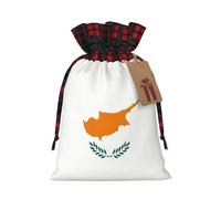 BGGJJ Flag Of Cyprus Christmas Drawstring Gift Bags, Burlap Xmas Party Candy Treat Sacks, Plaid Color Blocking