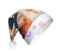 BGGJJ Retro Space Shuttle Print Led Christmas Hat, Unisex Xmas Cap With 3 Modes Of Flashing Lights For Holiday Party