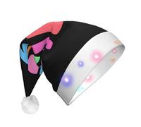 BGGJJ Simple Vibes Art Words Print Led Christmas Hat, Unisex Xmas Cap With 3 Modes Of Flashing Lights For Holiday Party