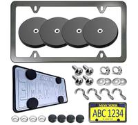 BGGTMO Magnetic License Plate Holder, 4 Pack Strong Neodymium Magnet Mount with Rubber Coating, with Black Aluminum Frame Screws for Metal Car Bumper, for Dealer No Drill Temporary Plate