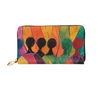 BGHEWRT Colorful Human Patterns Leather Wallet,Long Clutch Purse,Soft Material,Zip Design Anti-Loss Money,12 Bank Card Slots,Lightweight,Waterproof and Durable for The Stylish Girl