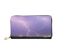 BGHEWRT Lightning Storm Leather Wallet,Long Clutch Purse,Soft Material,Zip Design Anti-Loss Money,12 Bank Card Slots,Lightweight,Waterproof and Durable for The Stylish Girl