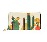 BGHEWRT Painted Cactus Leather Wallet,Long Clutch Purse,Soft Material,Zip Design Anti-Loss Money,12 Bank Card Slots,Lightweight,Waterproof and Durable for The Stylish Girl