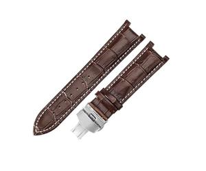 BGHNTRD Compatible with Gucci Men Women Guess Interface Concave Leather Solid Steel Butterfly Buckle Ya133309 Cowhide Watch Strap 2020mm(Brown White-ST-B1,22x13mm)
