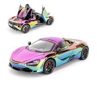 BGHSCA 1/24 Scale Mclaren 720s Diecast Model Car,Zinc Alloy Pull Back Toy Vehicles with Sound and Light for Kids 3+ Years Old Gift（Rainbow）
