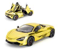 BGHSCA 1/24 Scale Toy Car Compatible for Mclaren 720s Super Car Model, Zinc Alloy Pull Back Toy Vehicles with Sound and Light for Kids 3+ Years Old Birthday Gift（Golden）