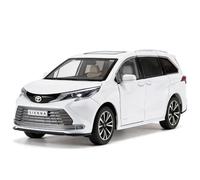 BGHSCA 1:24 Scale Toyota Sienna MPV Car Model, Pull Back Diecast Toy Car with Sounds＆Lights for Kids Boys Girls Adults, Birthday Gift White
