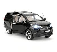 BGHSCA 1:24 Scale Toyota Sienna MPV Car Model, Pull Back Diecast Toy Car with Sounds＆Lights for Kids Boys Girls Adults, Birthday Gift Black