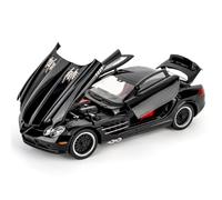 BGHSCA 1:24 SLR 722S Diecast Model Car, Zinc Alloy Pull Back Toy Vehicle with Sound & Light, Classic Collectible Car, Birthday Gift for Kids & Adult, Black