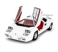 BGHSCA 1/24 Supercar Lamborghini Countach Toy Car Model, Die-cast Pull-Back Model Car with Sound and Liaht Effects, Toy Vehicles for Adults Kids 3+ Years, Collectible Gifts White