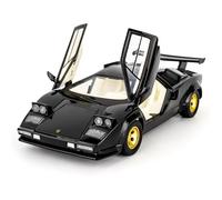 BGHSCA 1/24 Supercar Lamborghini Countach Toy Car Model, Die-cast Pull-Back Model Car with Sound and Liaht Effects, Toy Vehicles for Adults Kids 3+ Years, Collectible Gifts Black
