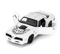BGHSCA 1:32 Pontiac Firebird Trans Am Muscle Car Diecast Model, Zinc Alloy Pull Back Toy with Sound & Light, Collectible Gift for Kids & Adults, White