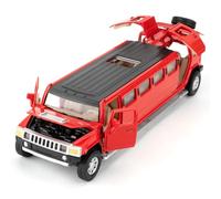 BGHSCA 1/32 Scale Hummer H2 Diecast Model Car,Zinc Alloy Pull Back Toy Vehicles with Sound and Light for Adults & Kids 3+ Years Old Gift(Red)