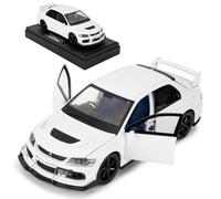 BGHSCA Compatible for 1:32 Mitsubishi Lancer Evolution Model Car, Pull Back Diecast Collectible Toy Car with Sounds and Lights for Kids Boys Girls and Adults, Gift White