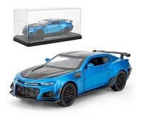 BGHSCA Toy Car Compatible for 1:32 Chevrolet Hornet Model Car, Pull Back Diecast Vehicle with Sounds ＆ Lights for Kids Boys Girls and Adults, Gift Blue