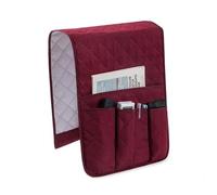 BGHYJKOL Armchair Caddy Large Capacity Sofa Armrest Organizer Space Saving Non-Slip Bedside Storage Bags With 5 Pockets Bed Pocket Bag Cellphone(Wine Red)