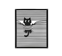 BGJJGT Metal Wall Art, Black Metal Cat Art Wall Decor Modern Minimalist Stripe Painting for Cat Lovers Owners Housewarming Home Living Room Bathroom Corridor Bedroom Office Decor Gift (C)