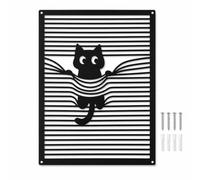 BGJJGT Metal Wall Art, Black Metal Cat Art Wall Decor Modern Minimalist Stripe Painting for Cat Lovers Owners Housewarming Home Living Room Bathroom Corridor Bedroom Office Decor Gift (C)