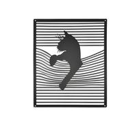 BGJJGT Metal Wall Art, Black Metal Cat Art Wall Decor Modern Minimalist Stripe Painting for Cat Lovers Owners Housewarming Home Living Room Bathroom Corridor Bedroom Office Decor Gift (A)
