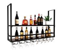 BGKASYHI Ceiling Wine Glass Rack,2-Layer Hanging Metal Bar Wine Rack With Glass Holder,Mug Holder And Shelf,Metal Ceiling Bars Wine Glass Rack For Bar Cafe Kitchen Restaurant (Size : 100x30