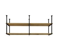 BGKASYHI DCTPETHM Ceiling Hanging Shelf, 2 layer Wood Storage Shelving Pot Pan Rack Wine Holder Metal Iron Floating Decorations Display Shelve Plant Flower Stand for Kitchen Bar Flower Shop