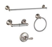 BGL Bathroom Accessory Set, Brushed Nickel Adjustable Expandable Towel Bar 4-Piece Bathroom Hardware Set Wall Mounted