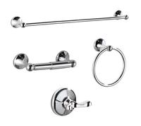 BGL Bathroom Accessory Set, Chrome Adjustable Expandable Towel Bar 4-Piece Bathroom Hardware Set Wall Mounted Robe Hook Toilet Paper Holder Towel Ring Towel Bar