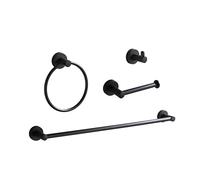 BGL Bathroom Hardware Set Matte Black 4-Pieces Bathroom Towel Rack 24 Inches Adjustable Bathroom Accessories Set